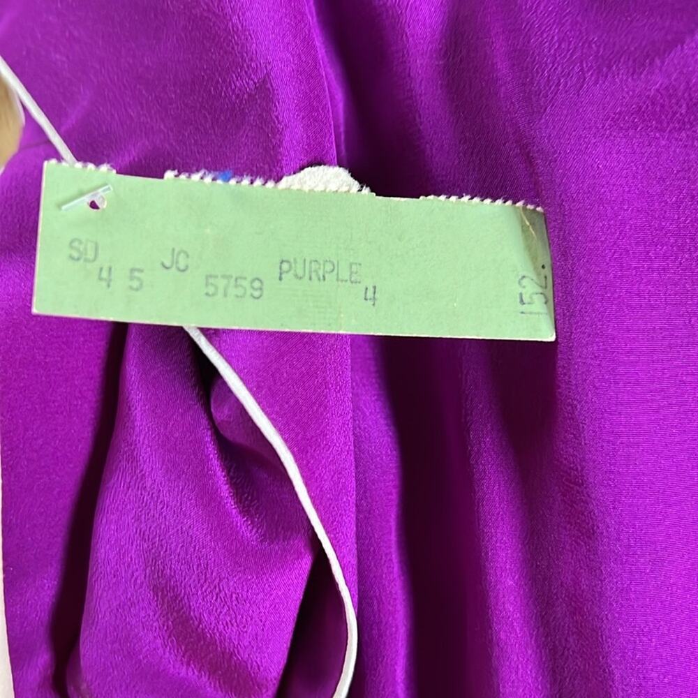 Vintage Joanie Char silk dress NEW 80s purple deadstock Sz 4 - Picture 5 of 6